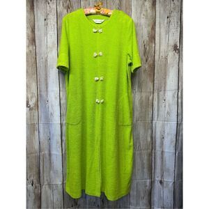 Rare Vintage 60s Mid Century Lime Green Glam Terry Bath House Robe | Large